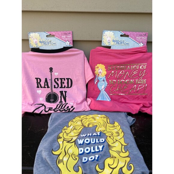 Lot of 3 Doggy Raised on Dolly Parton Dog T-Shirts Large 20-40 Lbs Costume Puppy - Picture 1 of 9